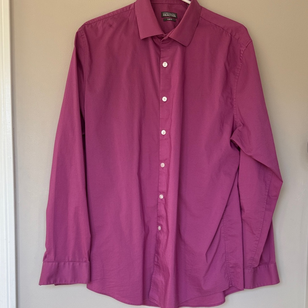 Kenneth Cole Slim Fit Men's Fuchsia Button Down Shirt